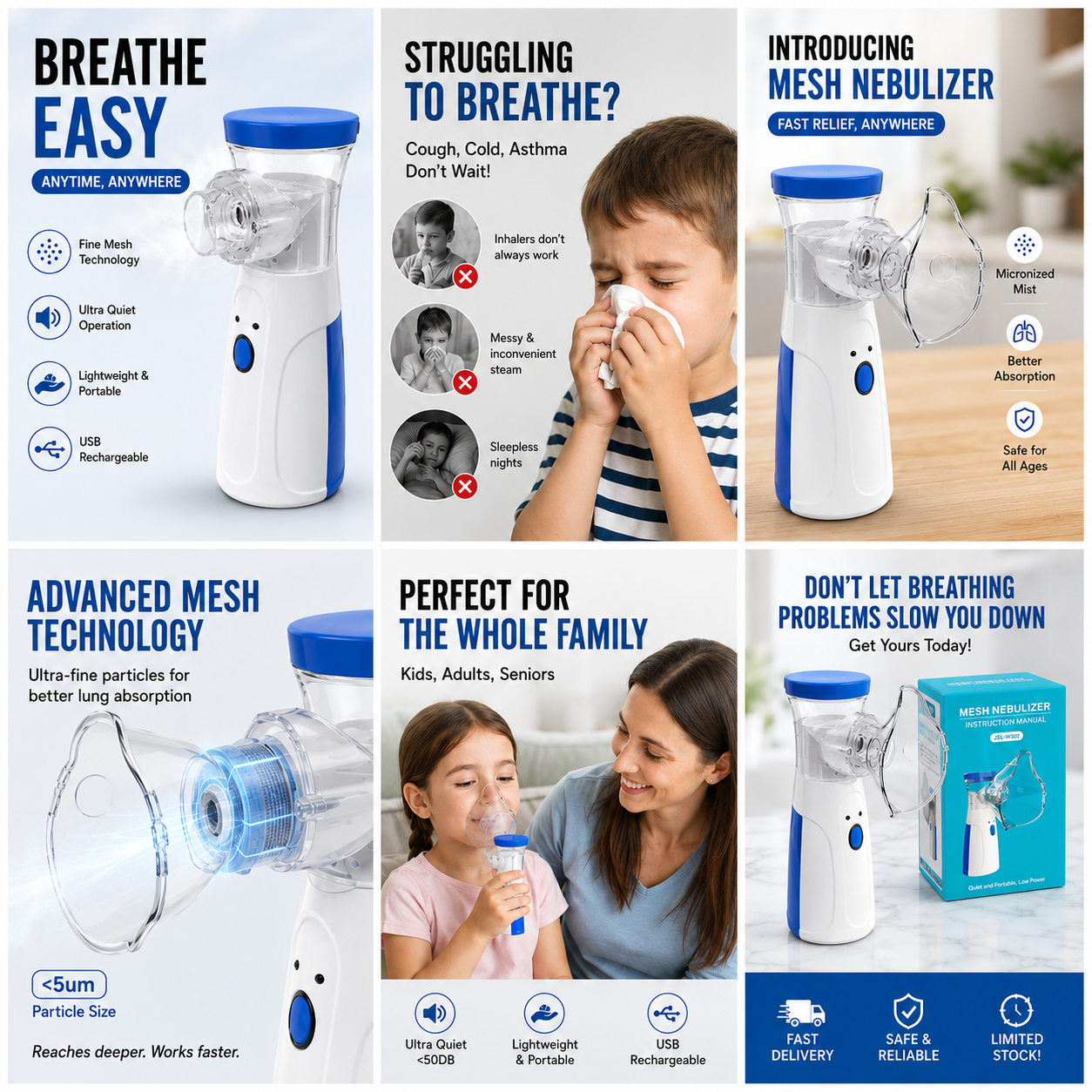 Portable Mesh Nebulizer Pakistan | USB Rechargeable β CozyZen